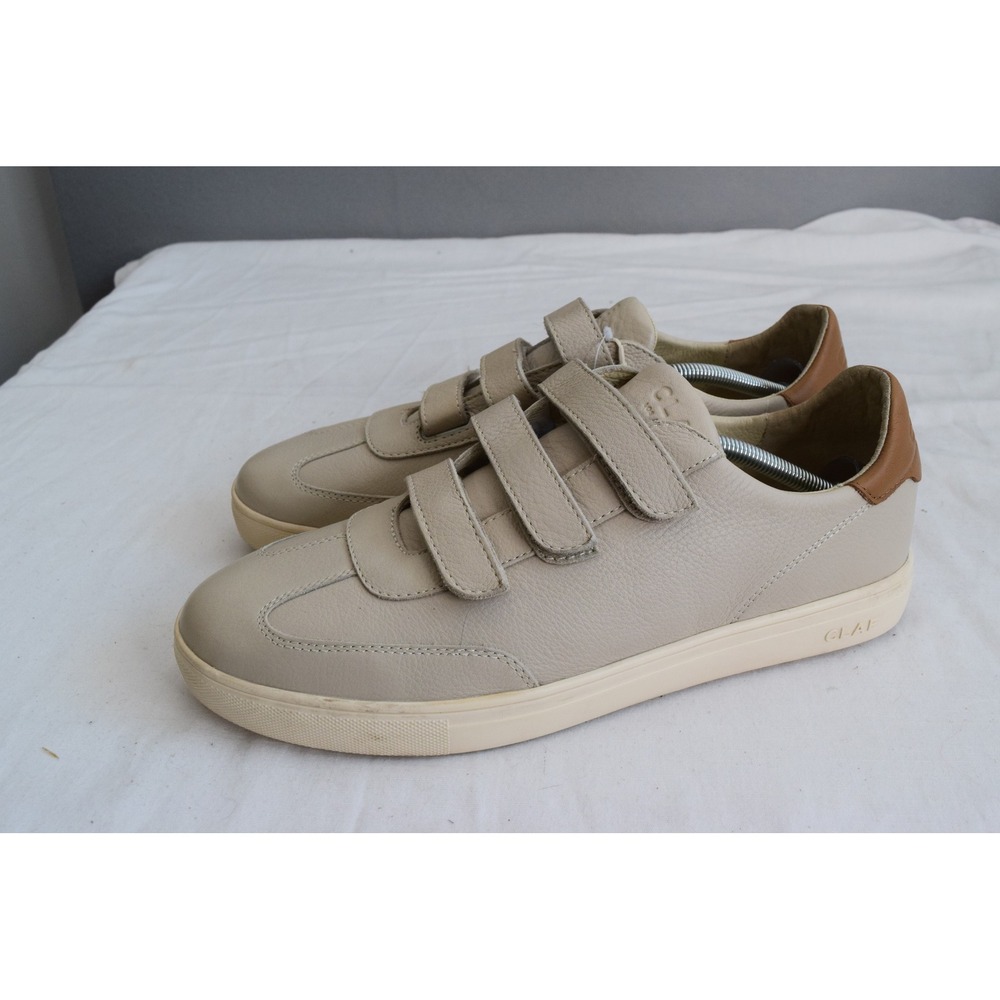 CLAE Bradley Strap Sneakers Mens 12 Beige Leather Hook Loop Mens Casual Shoes